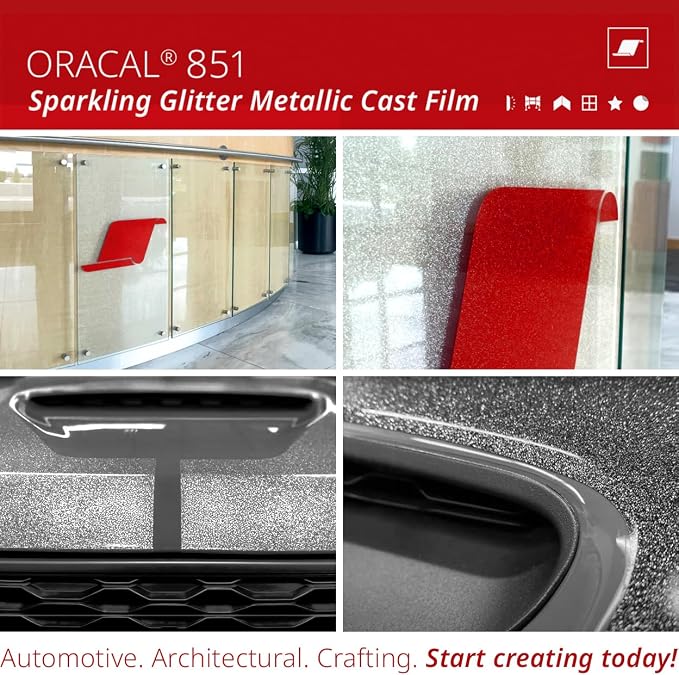 ORACAL 851 Cast Intense Silver Metallic Sparkle Glitter Craft Film Premium