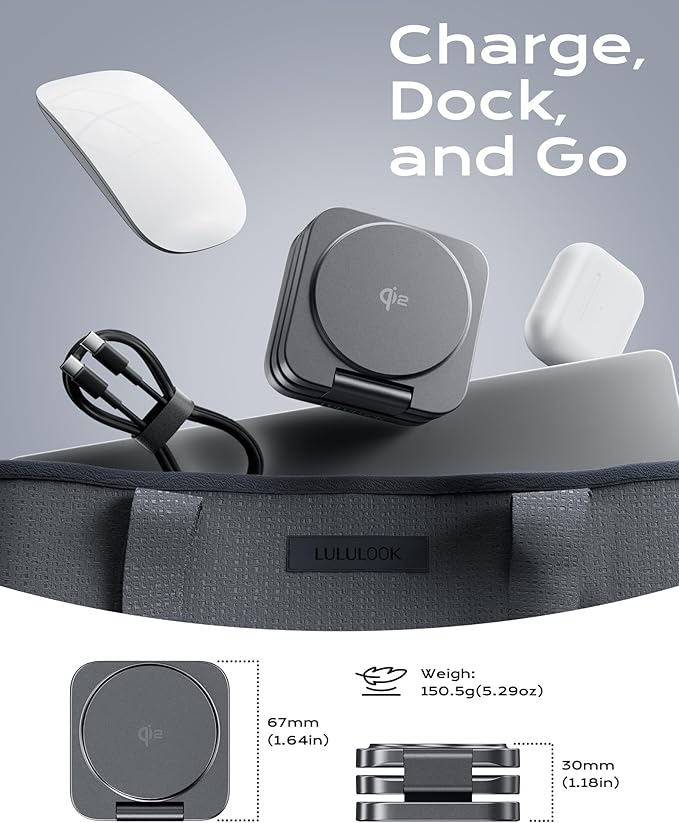 Qi2 Certified 3 in 1 Travel Charger MagSafe Compatible, Upgraded Foldable Wireless Charger Stand, Mag-Safe 3 in 1 Charging Station,15W Fast Charging for iPhone 17/16/15/14/13/12, Apple Watch, AirPods