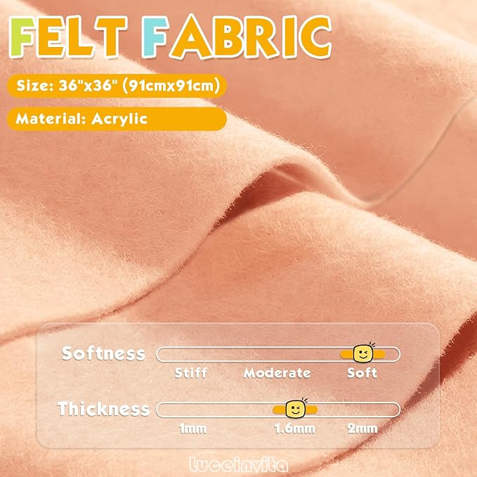 Peach 36" X 36" Felt Fabric Sheet