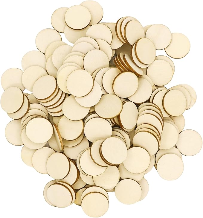 100 Pieces Unfinished Wood Circle -1 Inch Round Disc Blank Natural Wooden