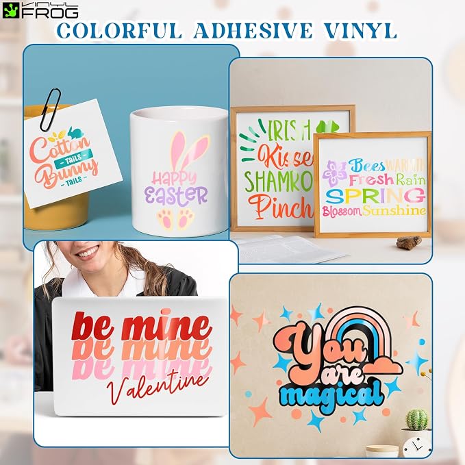 VINYL FROG Permanent Adhesive Vinyl Bundle 70 Pack Adhesive Vinyl Sheets