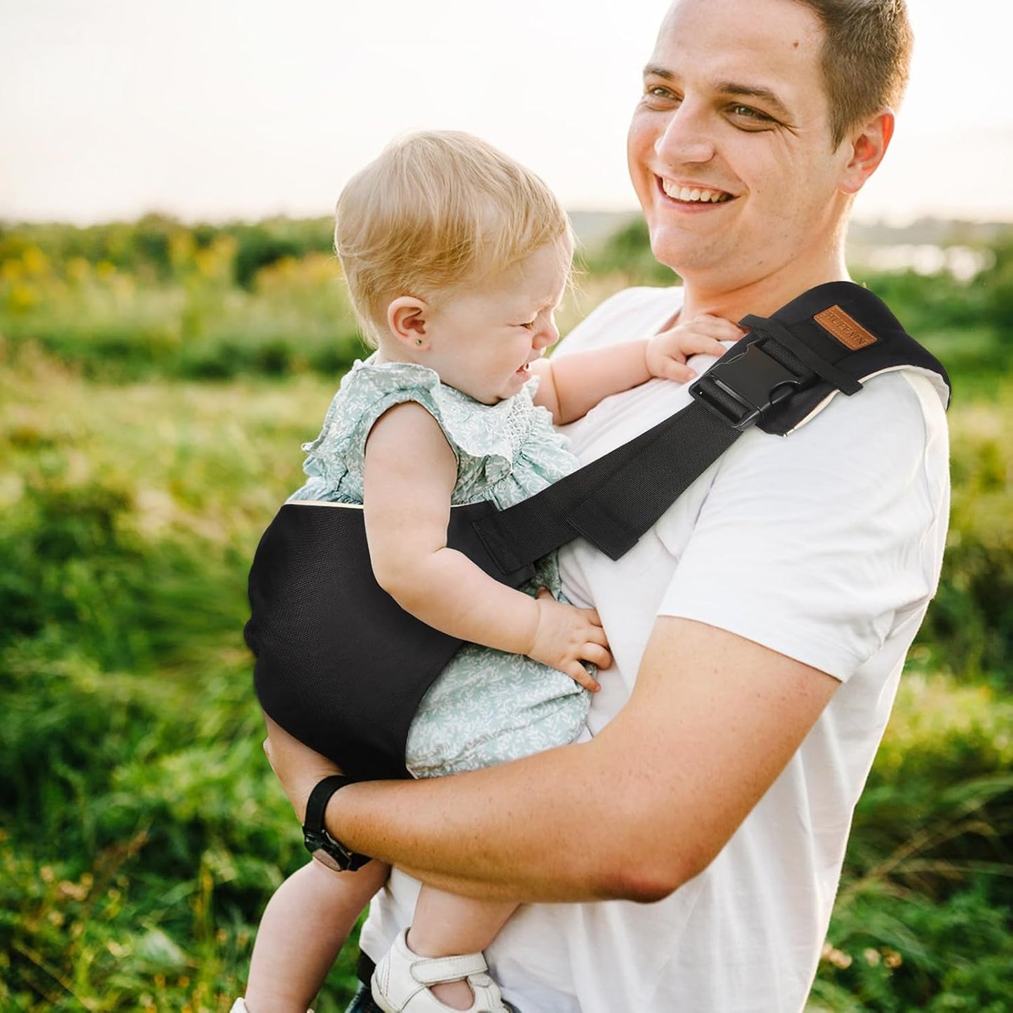 Baby Sling Carrier for Infants and Toddlers 6–36 Months (10–30 lbs), Breathable Cotton Hip Shoulder Carrier – Adjustable, Hands-Free Toddler Sling for Side & Hip Carry(Black)