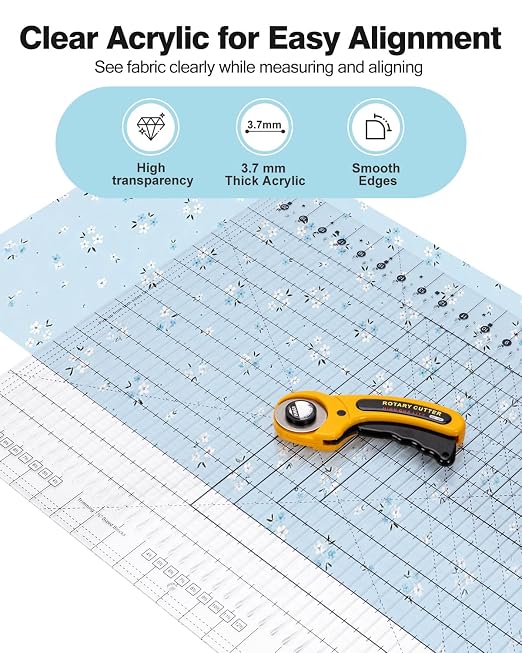 Quilting Rulers 17-3/4in x 22in, Slotted Quilting Ruler
