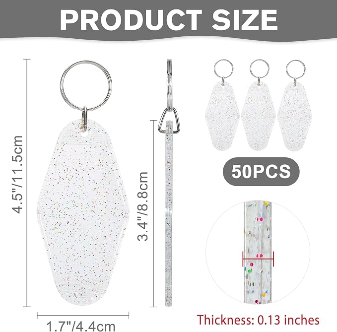 Yoption 50pcs Blank Motel Keychain Bulk