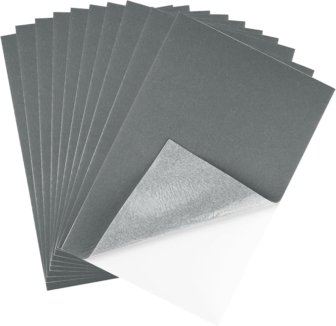 CHRORINE 10 Pcs Grey Felt Fabric Sheets Self Adhesive Felt Sheets 8 x 12 Inches