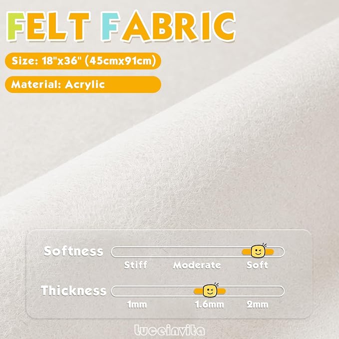 Ivory 18" X 36" Felt Fabric Sheet