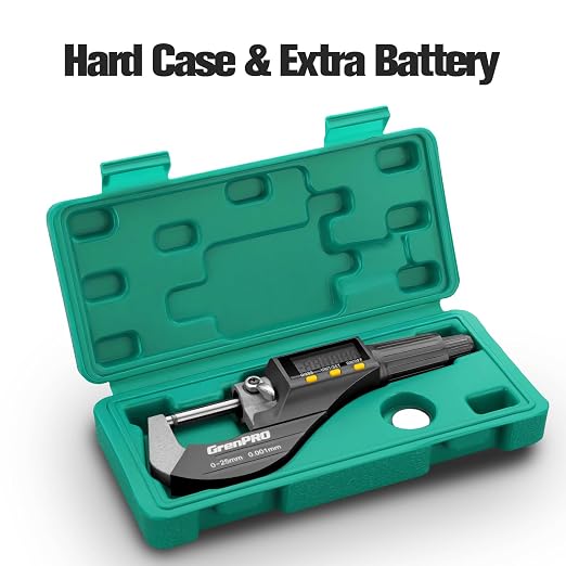 GRENPRO Digital Micrometer Measuring Tool, Professional Inch/Metric Precision
