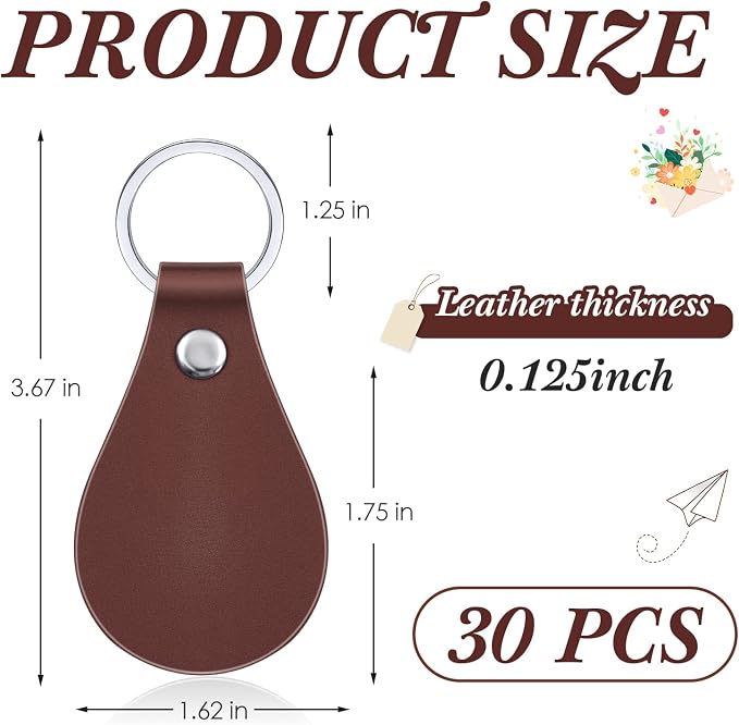 Taiyin 30 Pcs Leather Key Fob Kit