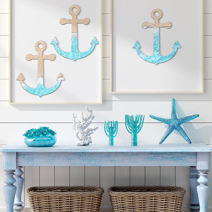 24 Pack 12 Inch Blank Anchor Cutout Unfinished Wood Anchor Slices Wooden