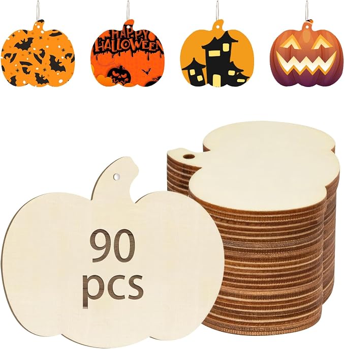 90 Pcs Thanksgiving Pumpkin Wooden Cutouts Unfinished Wood Crafts Pumpkin
