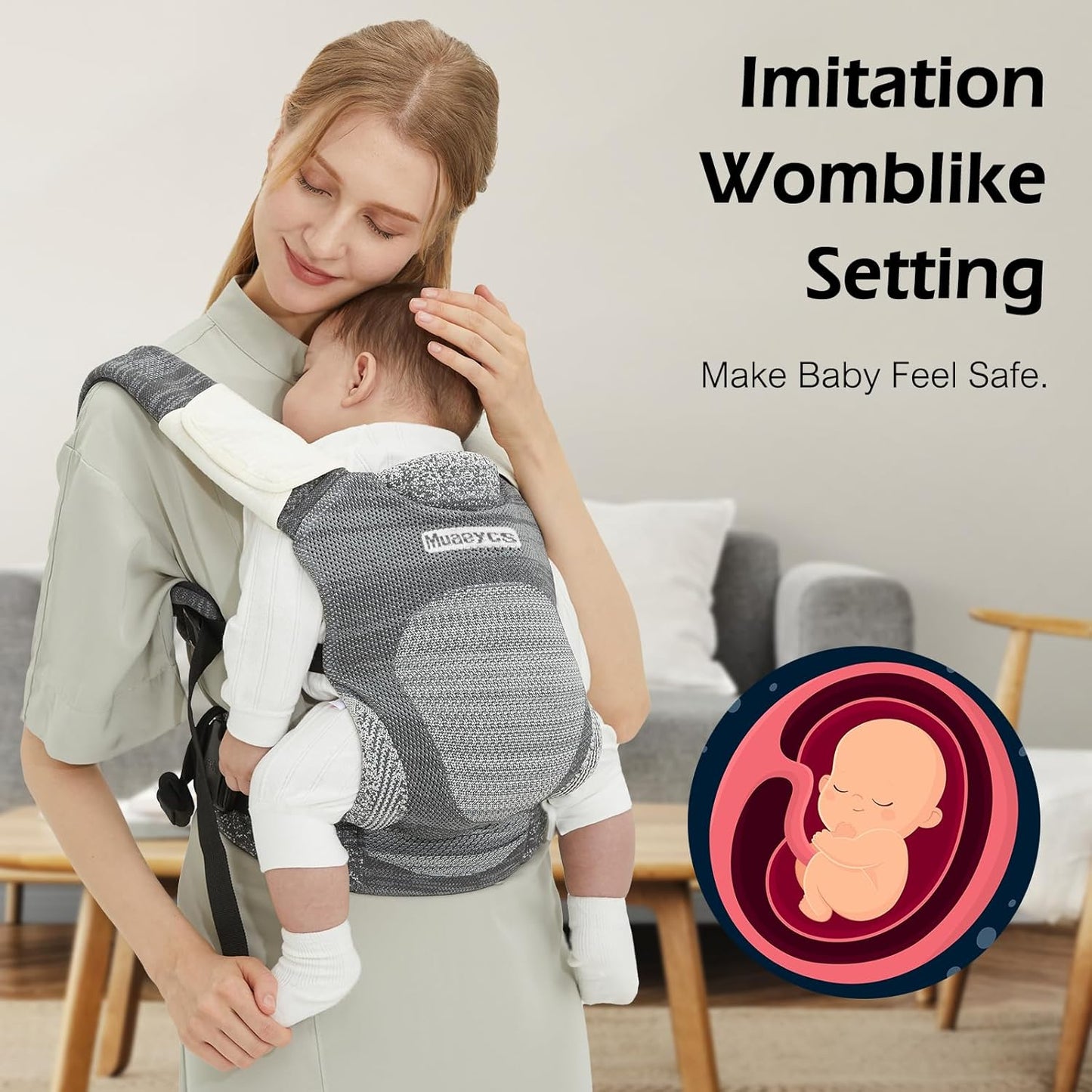 Baby Carrier Newborn to Toddler, Ergonomic, Breathable and Lightweight Newborn Carrier, Infant Carrier for 7-33 lbs, Easy Adjustable, Soft, Gray