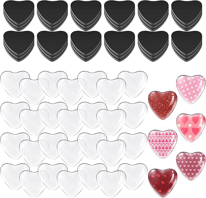 Weewooday 72 Pieces Heart Glass Craft Magnets Round Fridge Ceramic Ferrite
