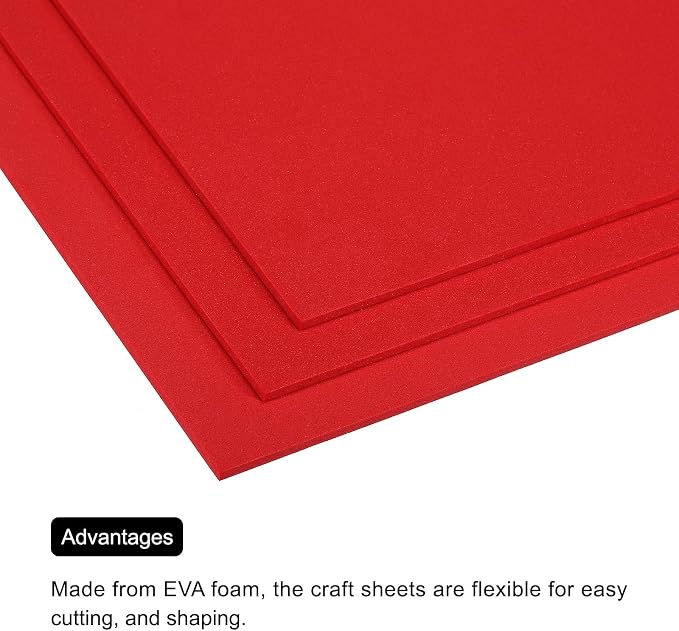 MECCANIXITY EVA Foam Sheets Red 9.8 Inch x 9.8 Inch 3mm Thick Crafts Foam Sheets