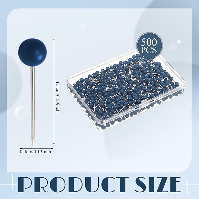 WILLBOND 500 Pack Map Push Pins Map Tacks Small Round Head Push Pins Thumb Tacks