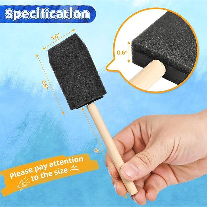 Foam Paint Brushes, 1.6 Inch, Sponge Paint Brush, Foam Brushes