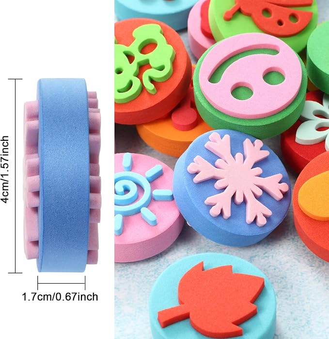 Outus 48 Pcs EVA Sponge Stamps for Painting Foam Stamper Double-Side Sponge