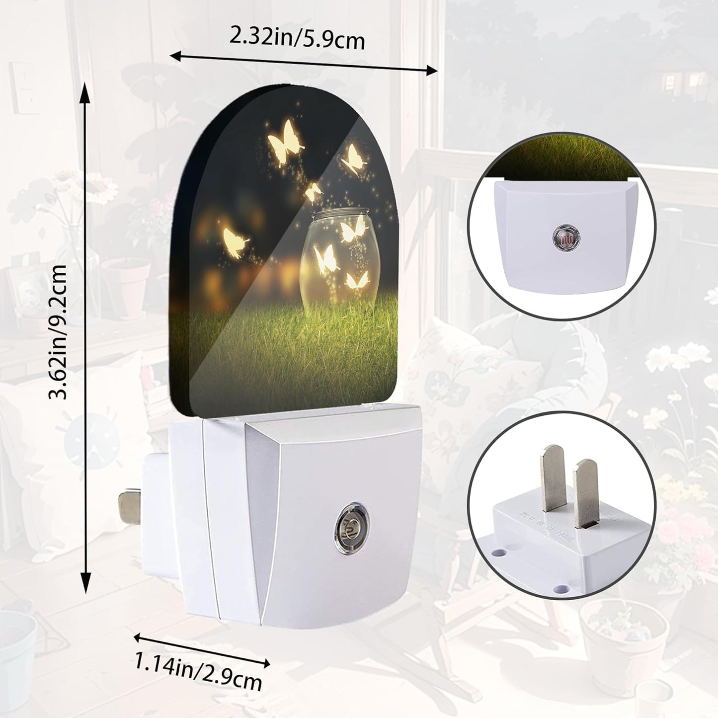 Night Fantasy Butterfly Night Light,Night Lights Plug into Wall with Dusk to Dawn Sensor,Lamp for Bedroom Bathroom Hallway Nightlight for Women Girls