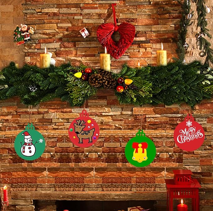Artmag 50pcs Christmas Unfinished Wood Wooden DIY Ornaments Blank Round Wood