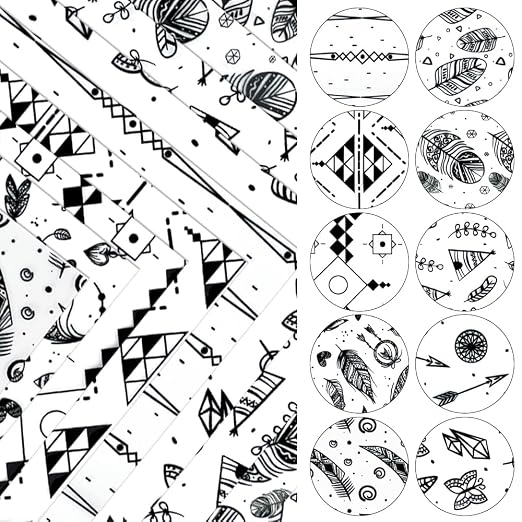 ONEART | 10 Pieces Bohemian Pattern Clear PVC Vinyl Sheets, A4 Size Handraw