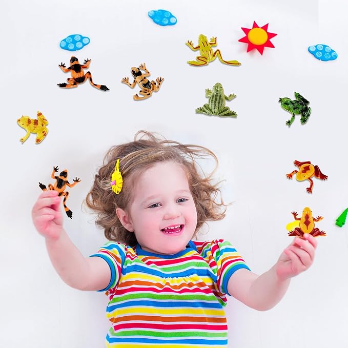 Civaner 60 Pieces Plastic Frogs Toy Mini Vinyl Realistic Frog Decorations Fun