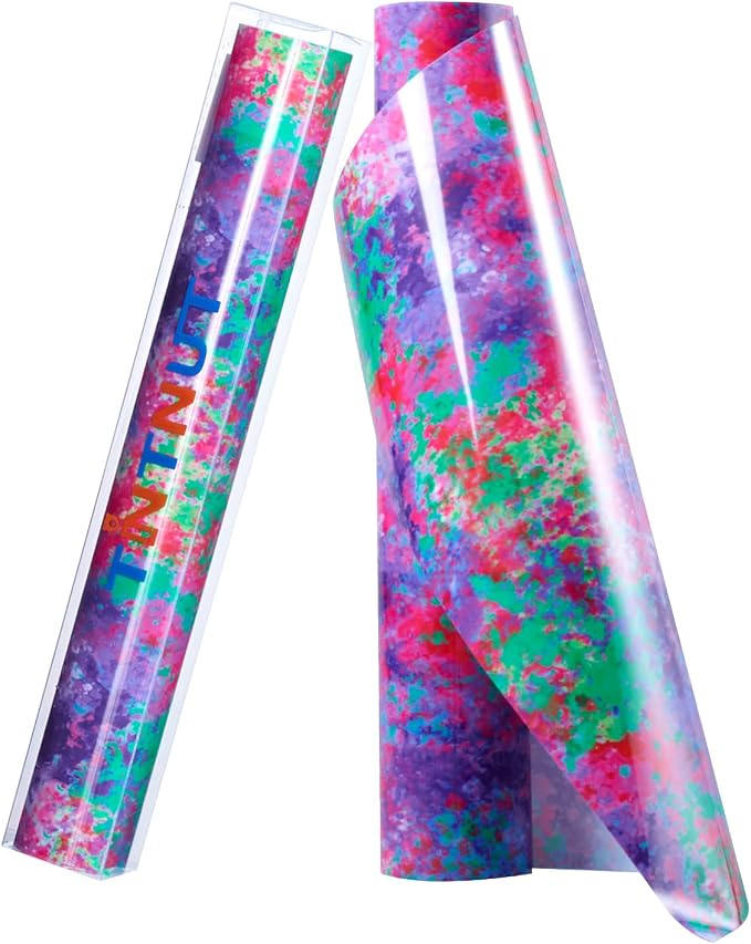Tintnut Purple Splash Heat Transfer Vinyl Roll, stretch washable, works