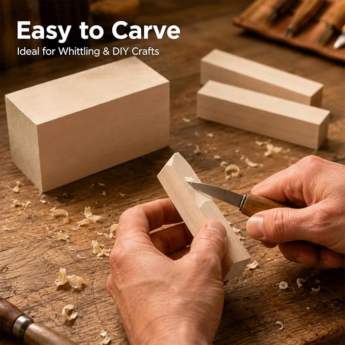 7 Pcs Basswood Blocks, Whittling Wood Carving Kit