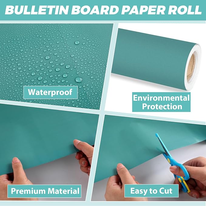 Qyeahkj 17.7in x 20ft Bulletin Board Paper Roll Bulletin Board Background Paper