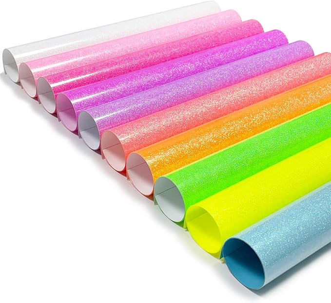 Efuncro- 12'' x 10'' x 10 Sheets Glitter HTV Heat Transfer Vinyl, Iron on