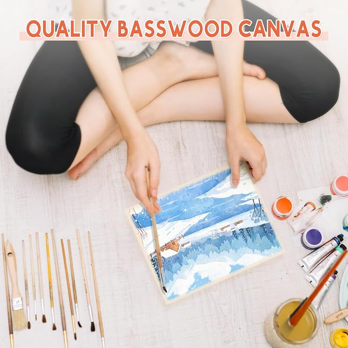 Unfinished Wood Canvas Panels for Painting, 8×10" Basswood Canvas- 1/2" Deep