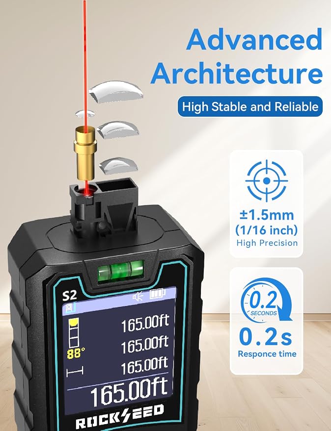 Laser Measuring Tool 165ft, RockSeed S2C Red Beam Laser Measure