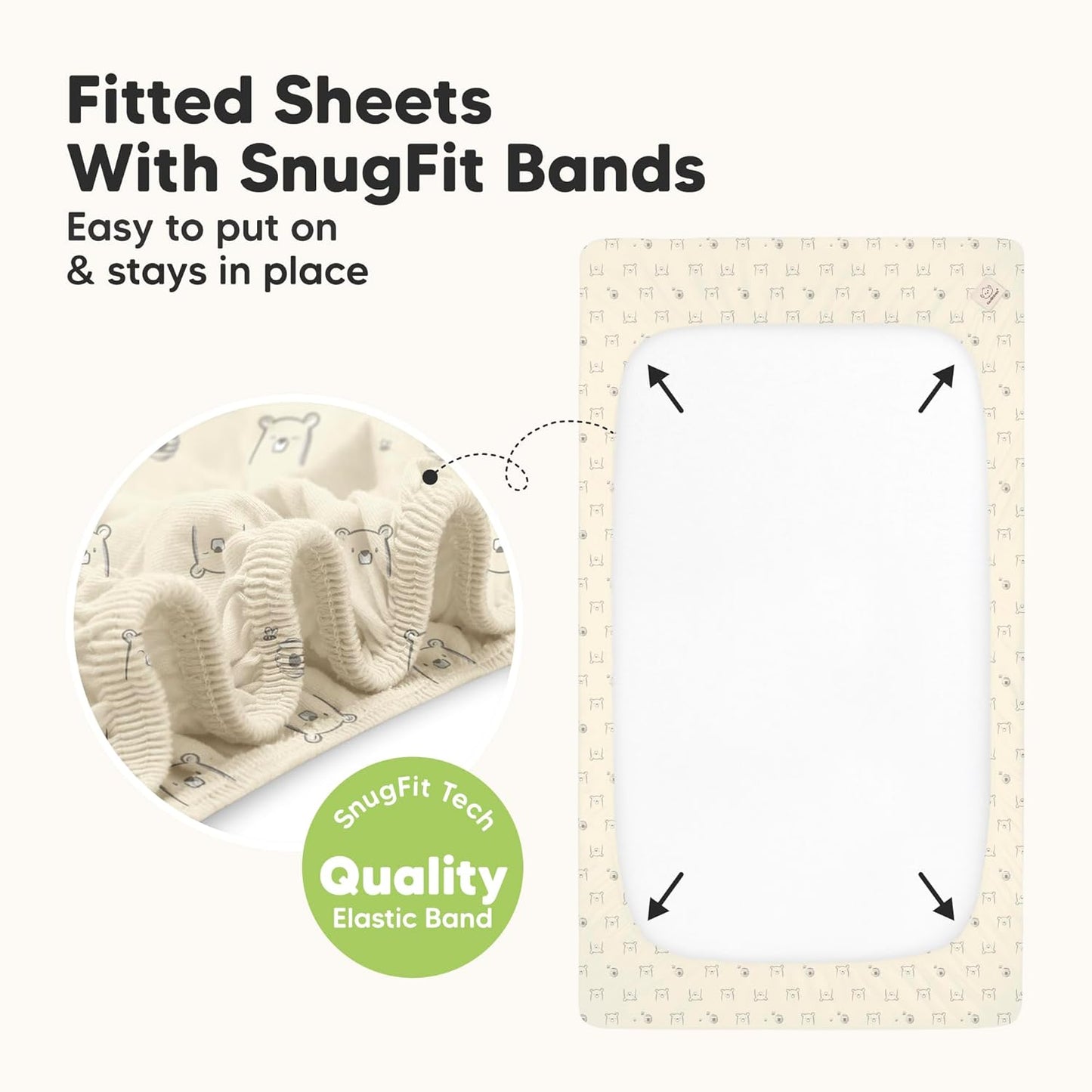 2-Pack Waterproof Baby Crib Sheets for Boys, Girls - 52x28 Viscose Derived from Bamboo Toddler Bed Sheet Neutral, Fitted Crib Mattress Protector Cover for Baby Bedding, Soft & Gentle (Bumble Bear)
