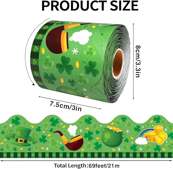 69 Feet St Patricks Day Bulletin Board Borders Lucky Shamrock Clover Rainbow