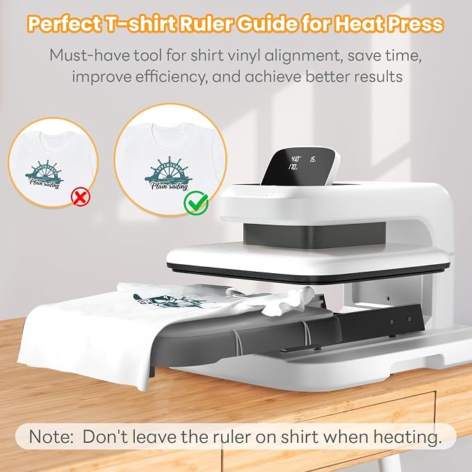 HTVRONT Tshirt Ruler Guide for Heat Press, Vinyl Alignment, Center Design | For