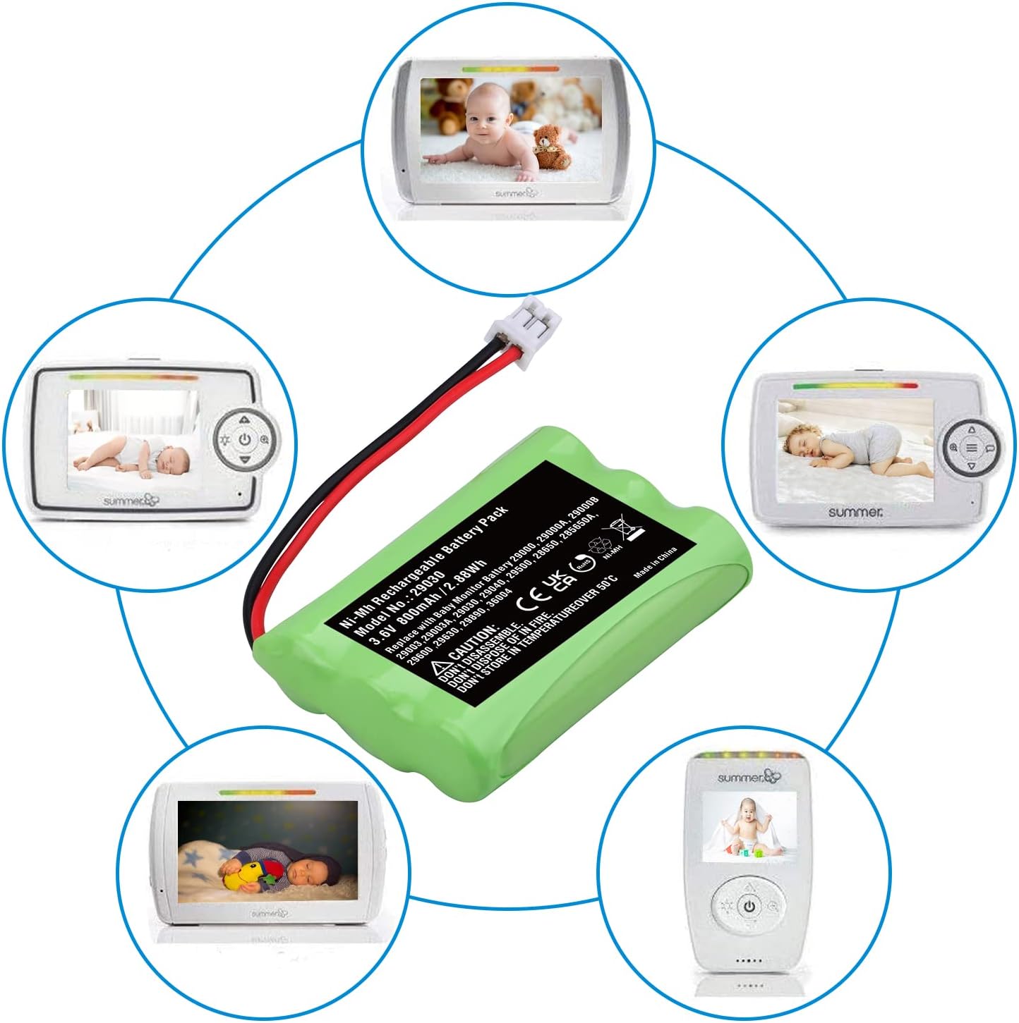 3.6V 800mAh 29030 Ni-MH Battery for Summer Infant Baby Monitor 29000,29000A.29000B 29003,29003A,29030,29040,29500 28650,285650A 29600,29630,29890,36004