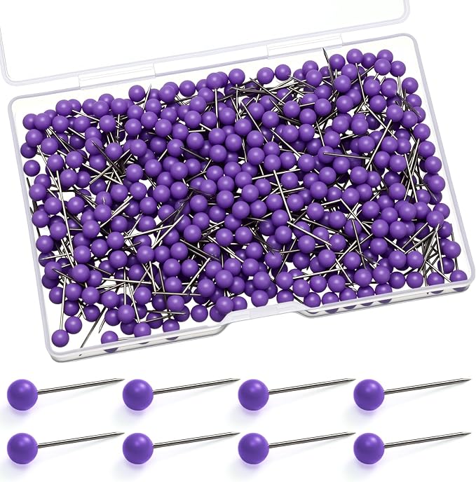 WILLBOND 500 Pack Map Push Pins Map Tacks Small Round Head Push Pins Thumb Tacks