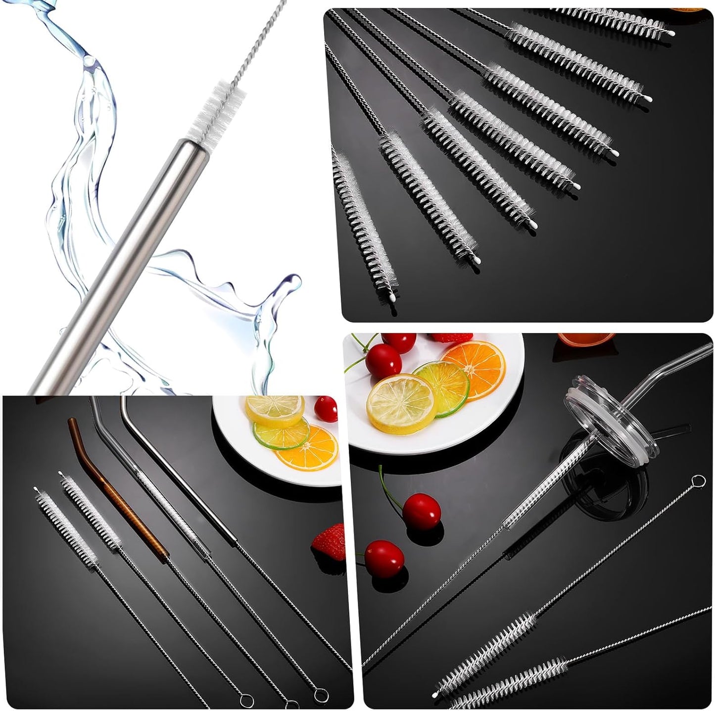 8 Inch Straw Cleaning Brush, Pipe Cleaner, Water Fume Cleaner, Glass Pipe Cleaning Brush, Different Diameter 10 Piece Set