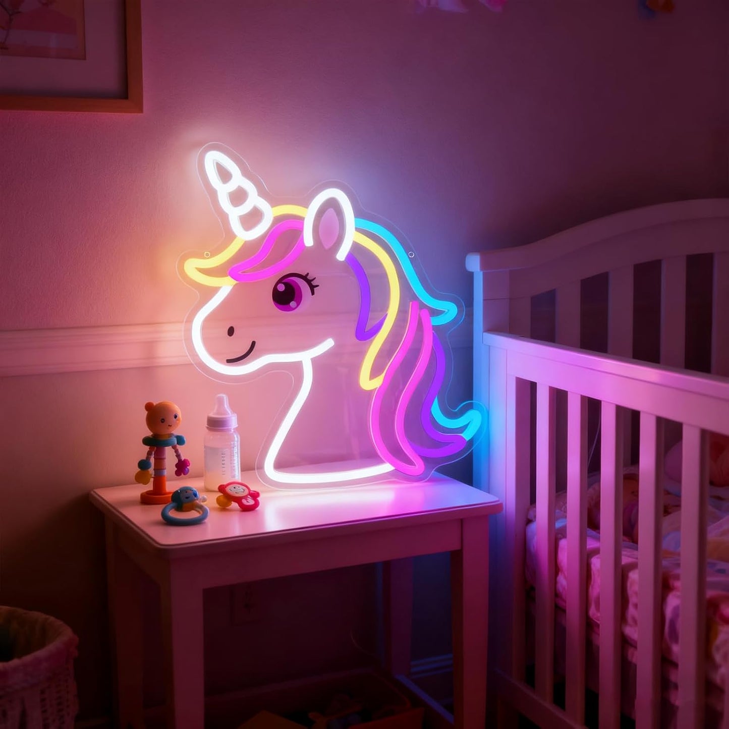 Unicorn Neon Sign for Wall Decor, Dimmable Colorful Unicorn Night Light for Girls Room, Nursery Classroom, Birthday Decoration, Cute Fairy Horse LED Light Up Sign for Kid Bedroom, Unicorn Gift for Girls