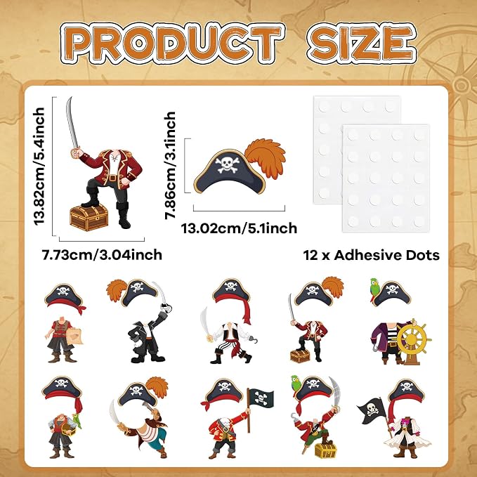 60pcs Pirate Cutouts Pirate Treasure Theme Bulletin Board Decorations Skull Hat