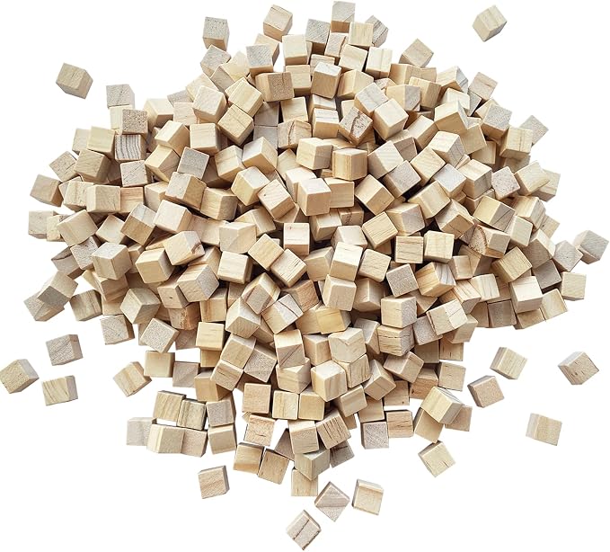 MUXGOA 500 Pcs Unfinished Wood Cubes, 1 cm Wooden Blocks
