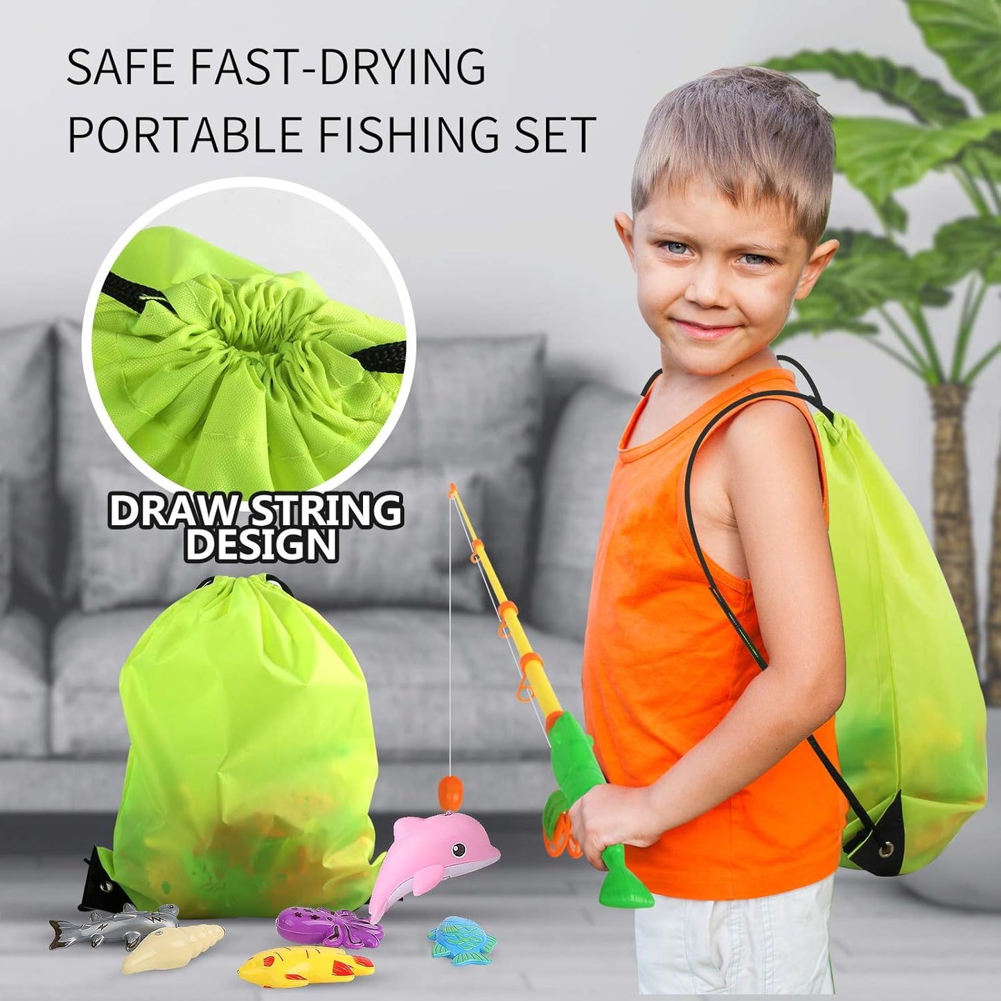 Magnetic Fishing Game 45 PC Ocean Sea Floating Fish Colorful Animals with Net Portable Storage Bag | Kiddie Pool Bathtub Game for Age 3 4 5 6 Year Kids Toddler(XX-Large Set)