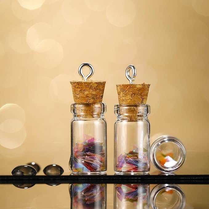 Yungyan 50 Pieces Small Mini Glass Bottles Jars