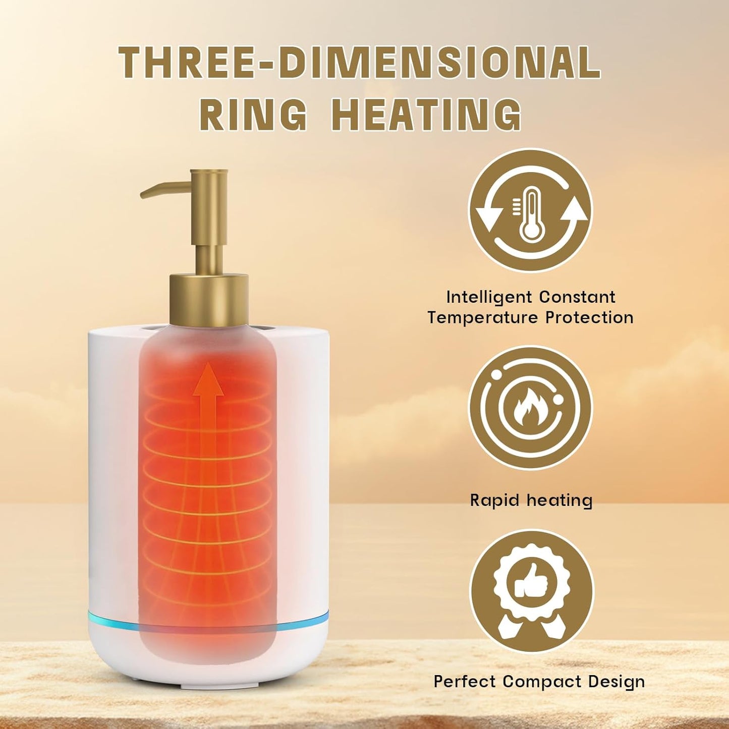 CHARMKEY Massage Oil Warmer White, 2 Oil Bottle Dispensers & 2 Silicone Funnels, Digital Heater for SPA, Oil Lotion Cream for Salon, Barber Shops, Home