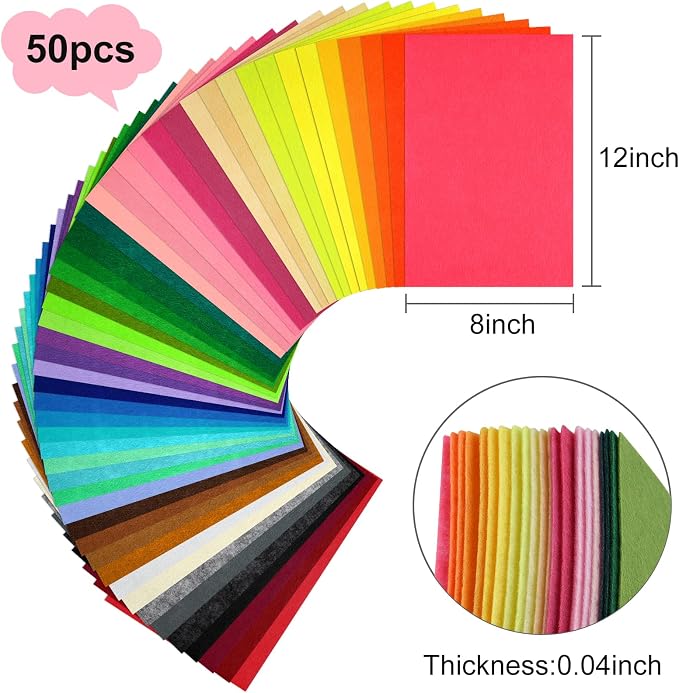 Morcheiong 50 Pcs Felt Fabric Soft Felt Fabric Sheet