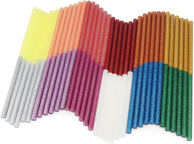 Colored Hot Glue Sticks Mini, 3.93 x 0.27 in Glitter Glue Stick, EVA Adhesive