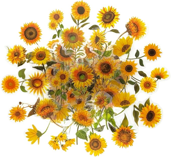 100Pcs Small Sunflower Stickers Transparent