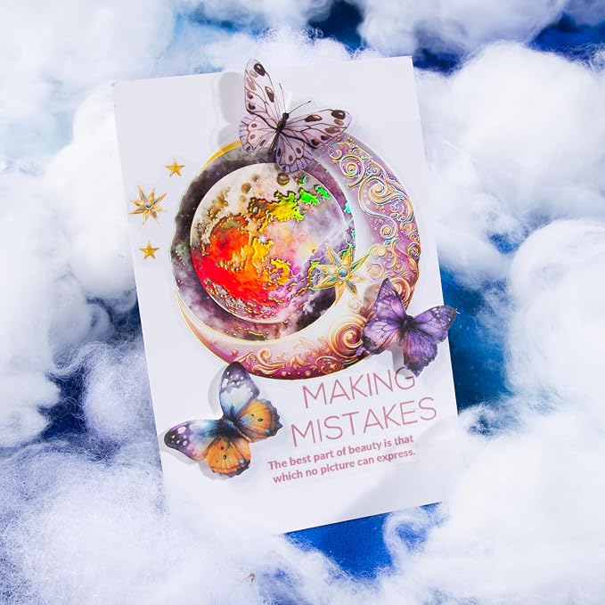 Yoksas 36Pcs Large Holographic Fantasy Moon Stickers