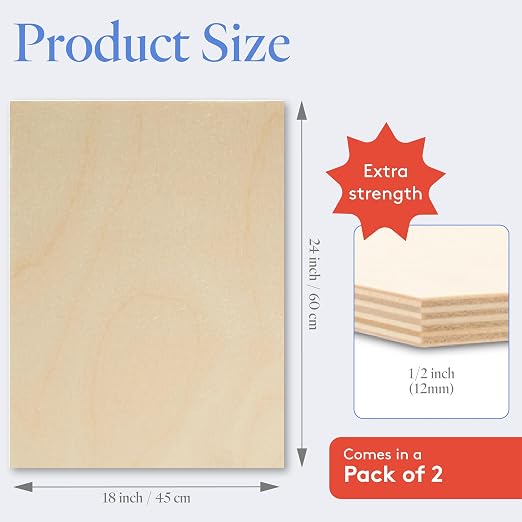 Baltic Birch Plywood 18 x 24 x 1/2 Inch - 12 mm Craft Wood