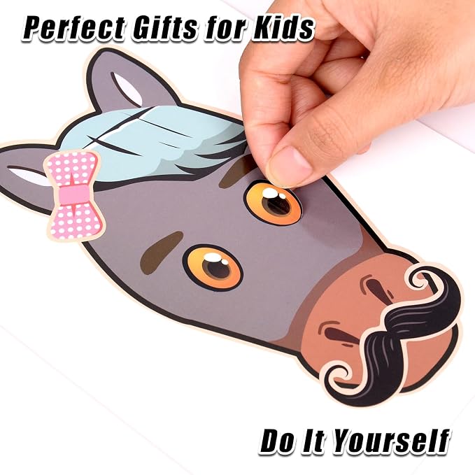 48 Sheets Create Funny Ponies Stickers, Make a Face Stickers