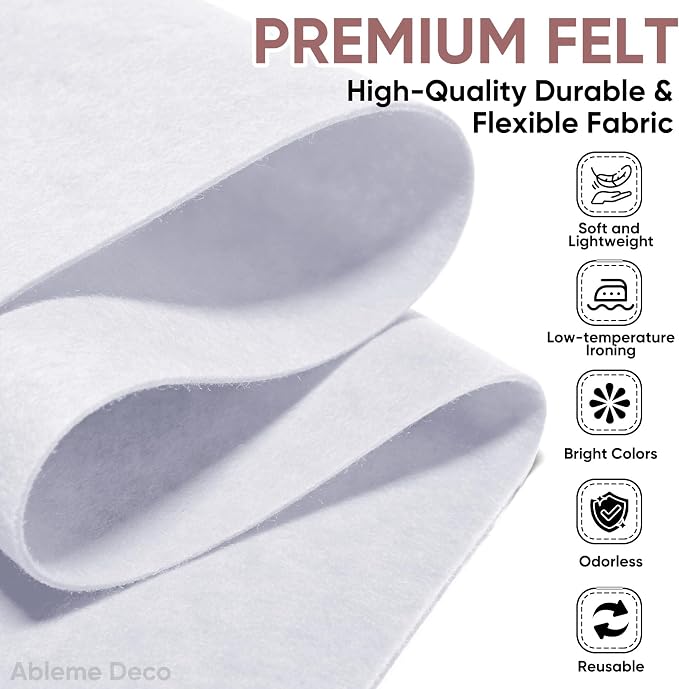 Soft Felt Fabric Sheet 18" x 36", 1.6mm Acrylic Craft Felt, Large Precut Sheet