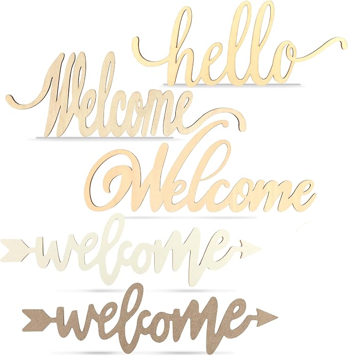 Welcome Hello Unfinished Wooden Letters Wood Cutout Signs